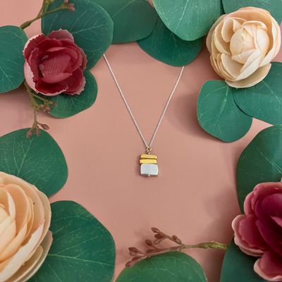 Handmade Stacked Bars Necklace, mixed SS &amp; GV