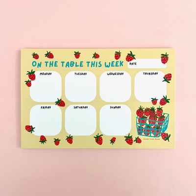 Strawberries Meal Planner Notepad by Little Truths Studio
