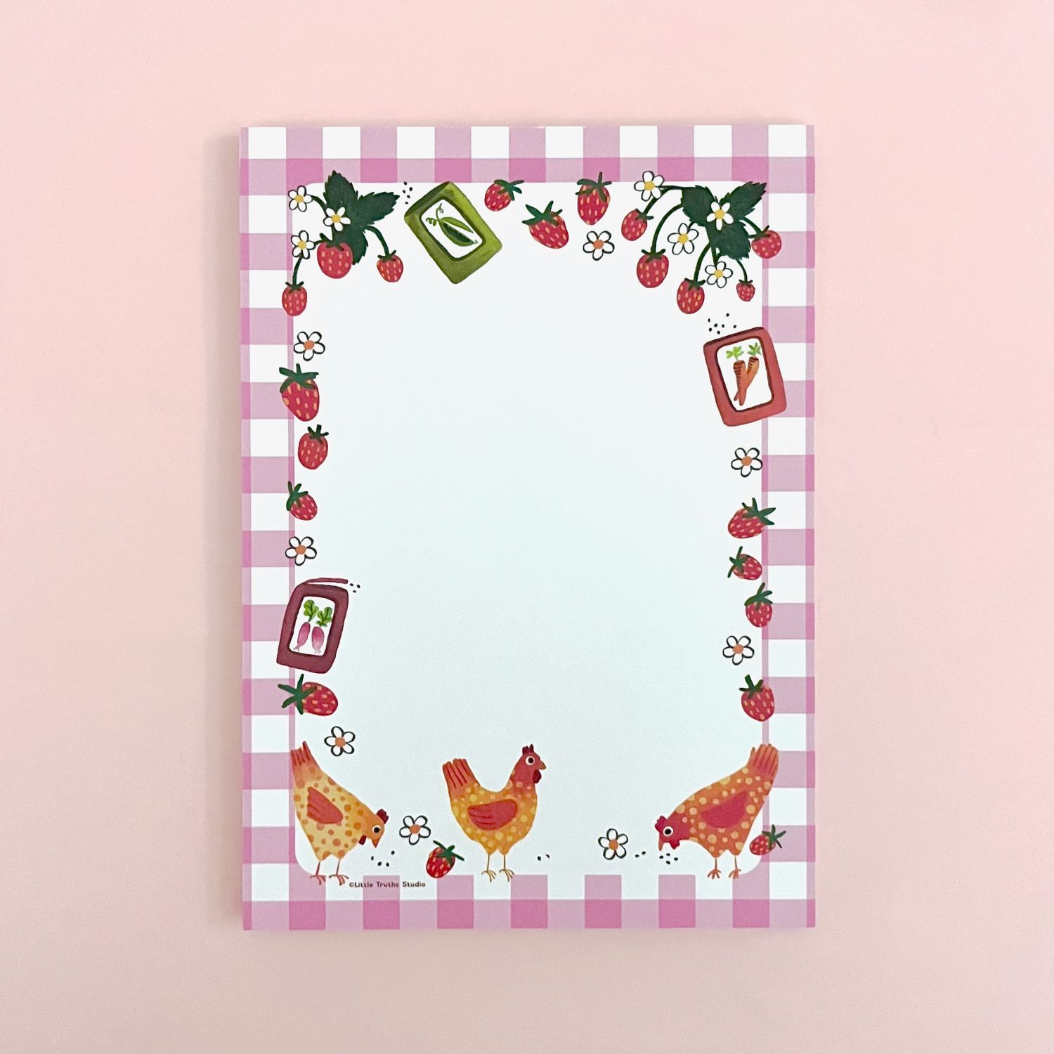Chickens and Strawberries Notepad by Little Truths Studio