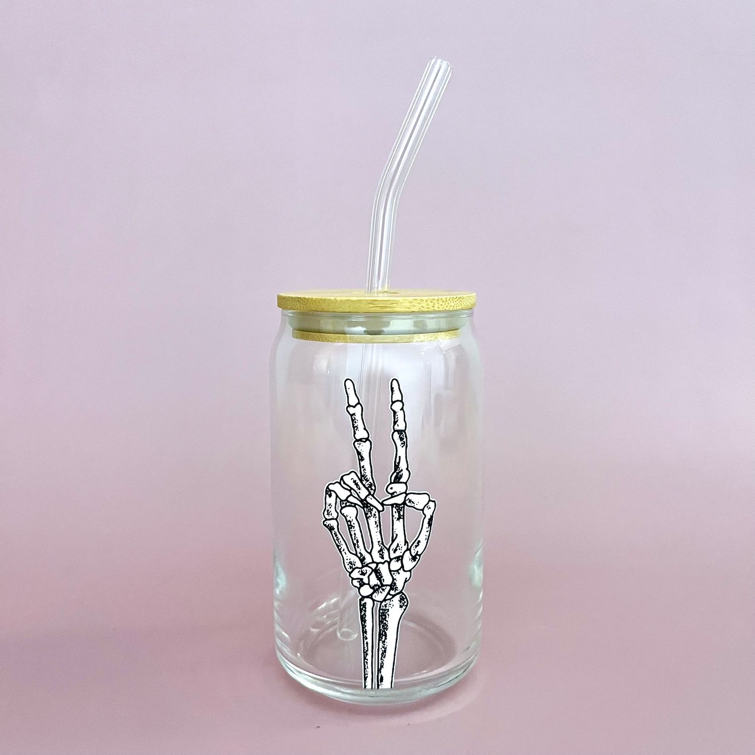 TOOT Skeleton Peace Can Glass