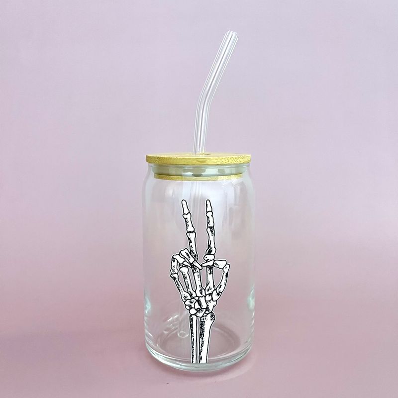 TOOT Skeleton Peace Can Glass