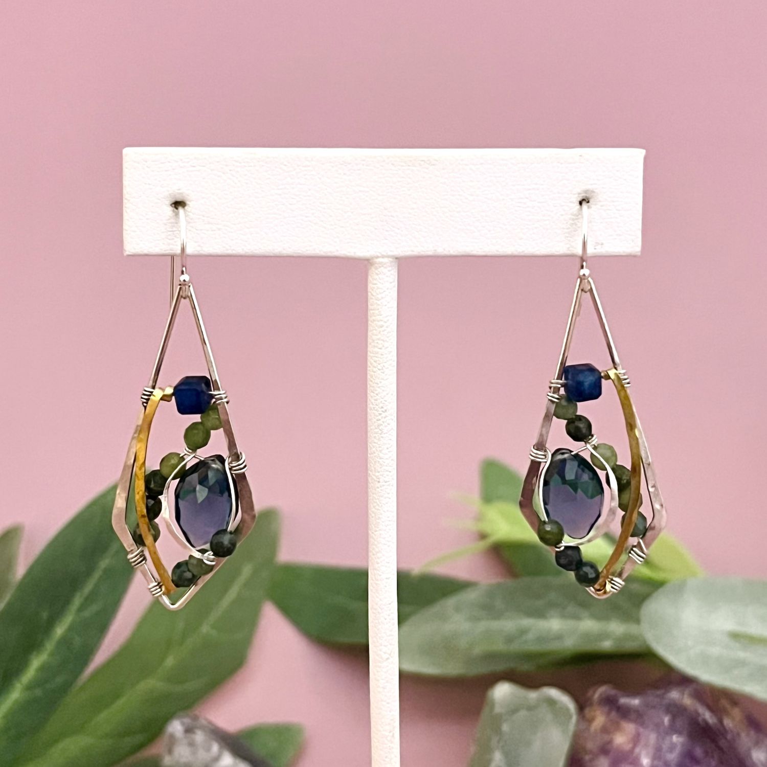 Handmade Blue Tourmaline Arrow Earrings by Art by Any Means