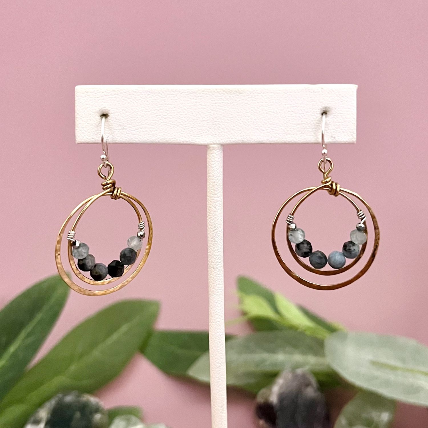 Handmade Inner Circle Green Kyanite Hoop Earrings by Art by Any Means