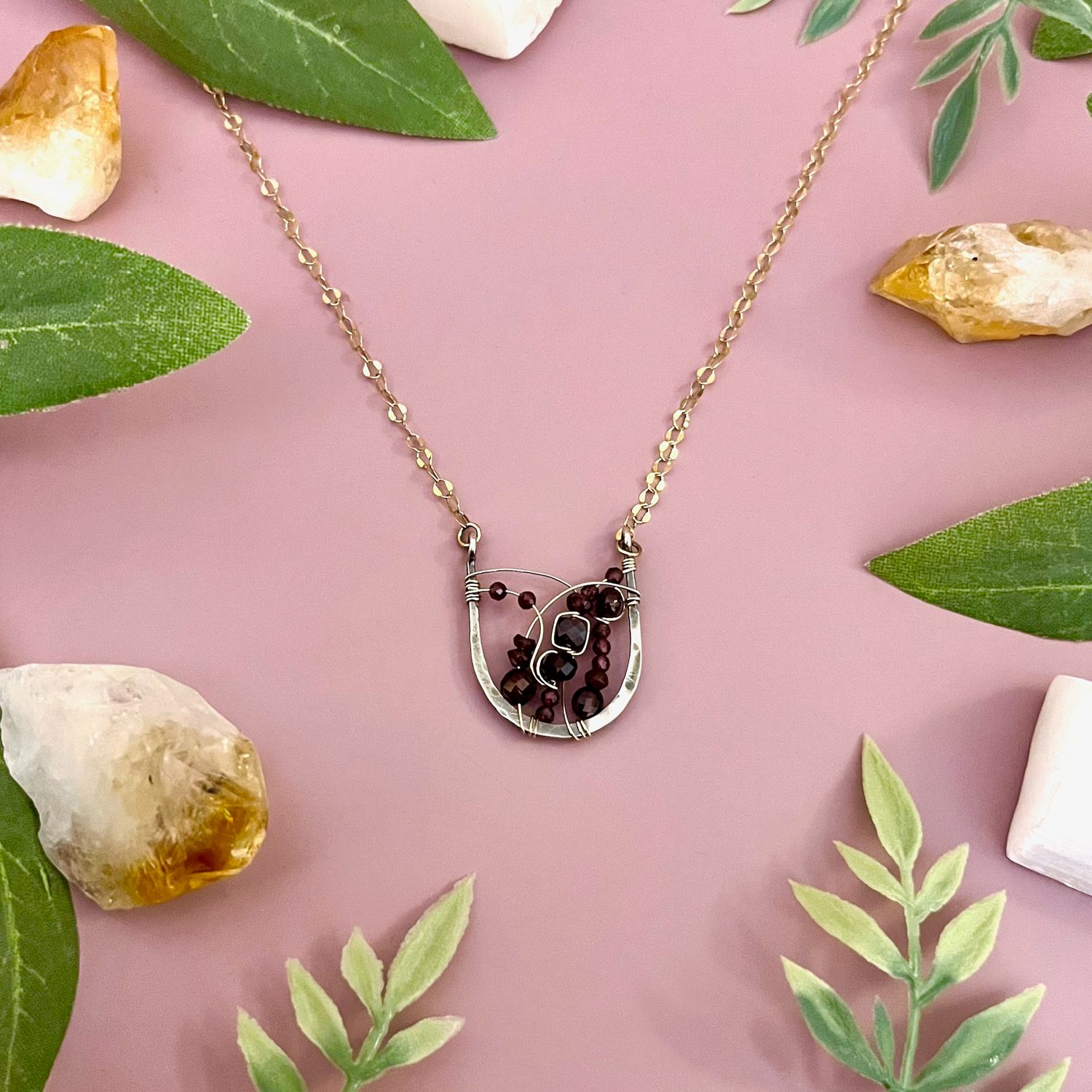 Handmade Pomegranate Garnet Necklace by Art by Any Means