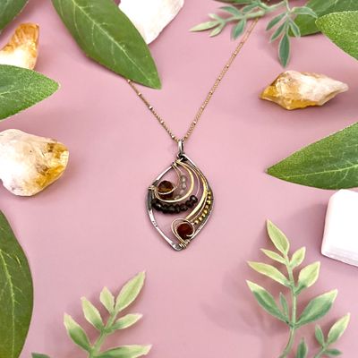 Handmade Autumn Leaves Crystal Necklace by Art by Any Means