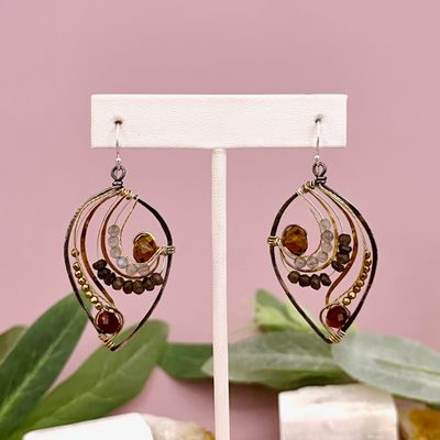 Handmade Autumn Leaves Crystal Earrings by Art by Any Means