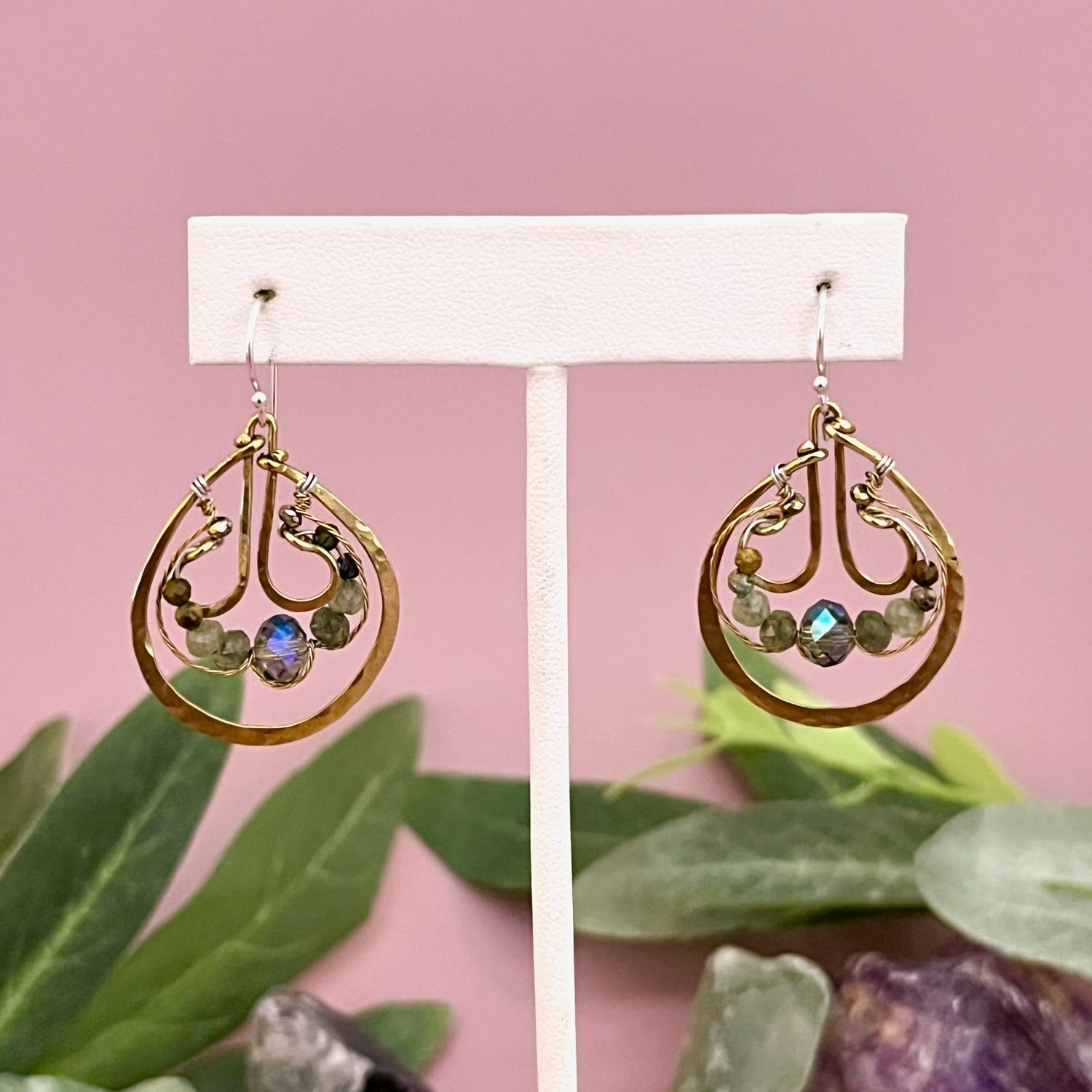 Handmade Green Kyanite Pear Drop Earrings by Art by Any Means