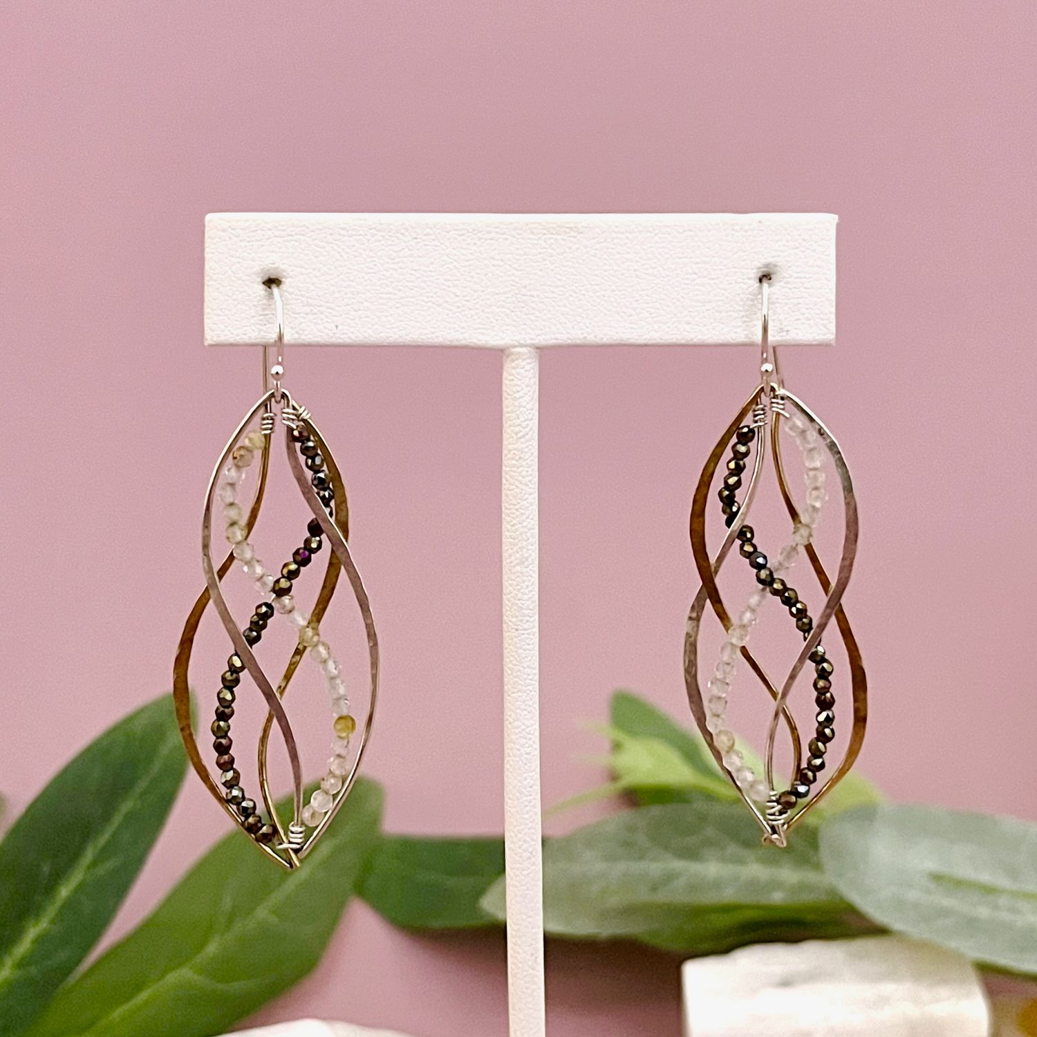 Handmade Rutile Quartz Helix Earrings by Art by Any Means