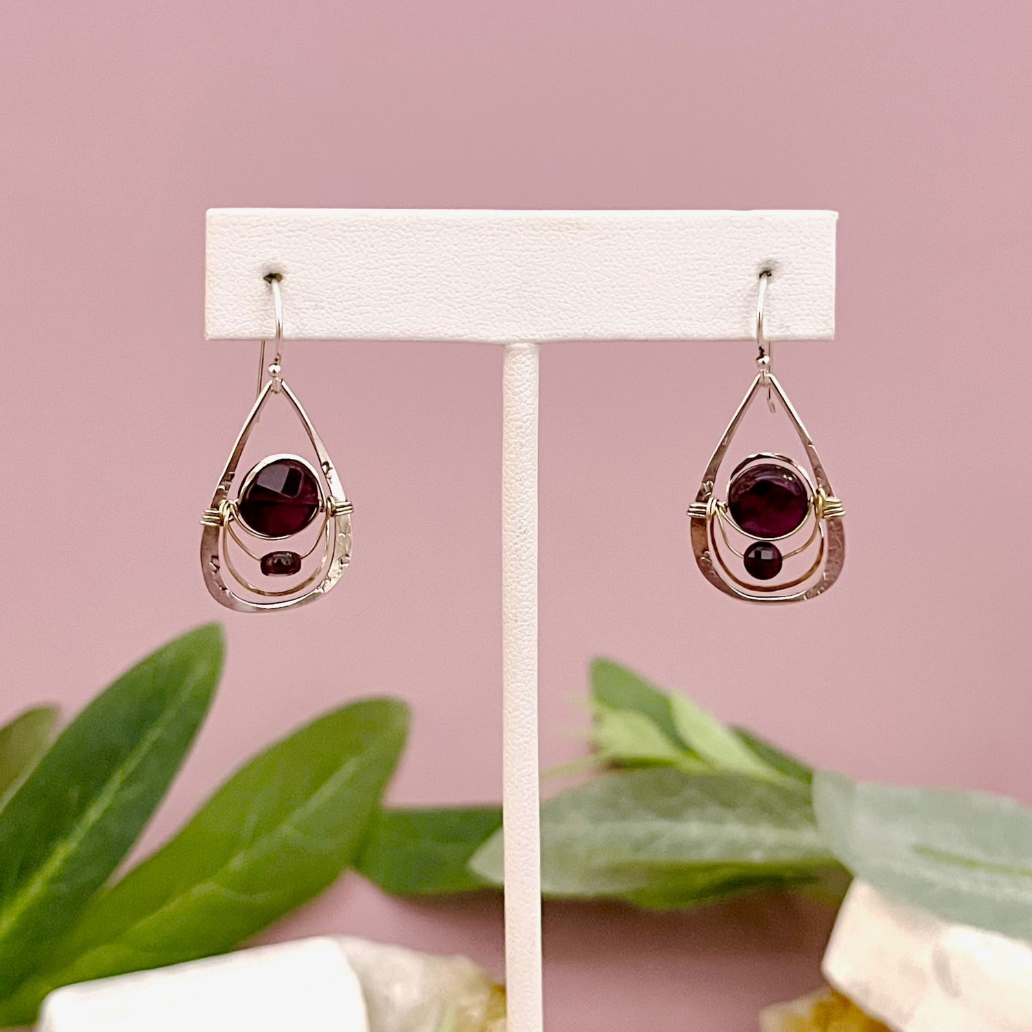 Handmade Sweet Garnet Drop Earrings by Art by Any Means