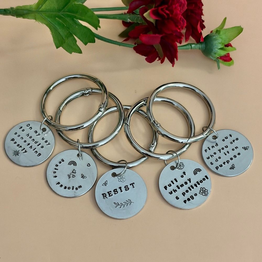 Handstamped Alum. Keychain / Bag Charm
