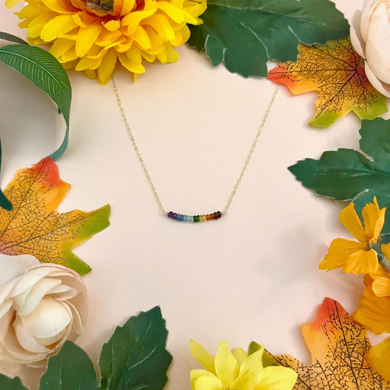 Classic Rainbow Bar Necklace, 16" + 2" GF