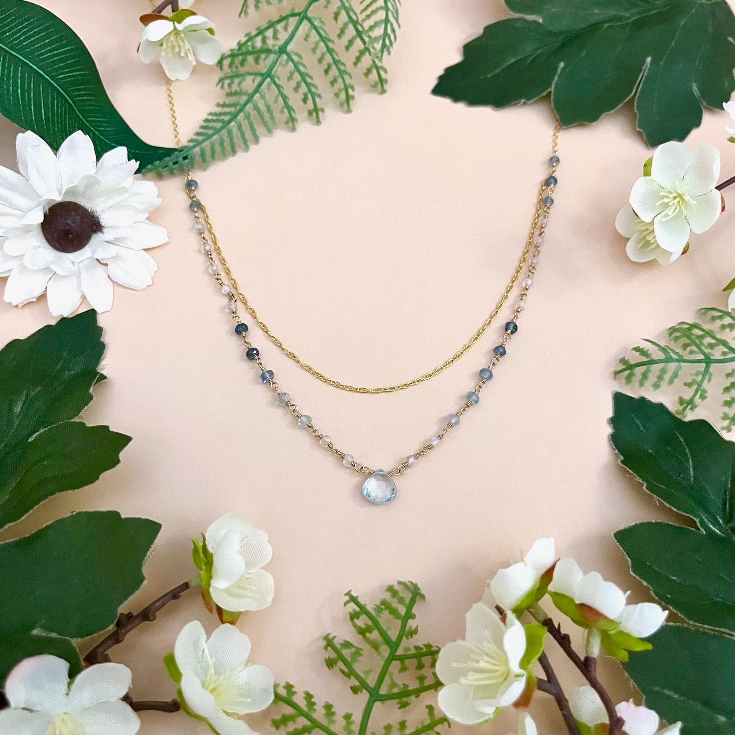 Crater Lake - Double Blue Necklace, 16" + 2" GF