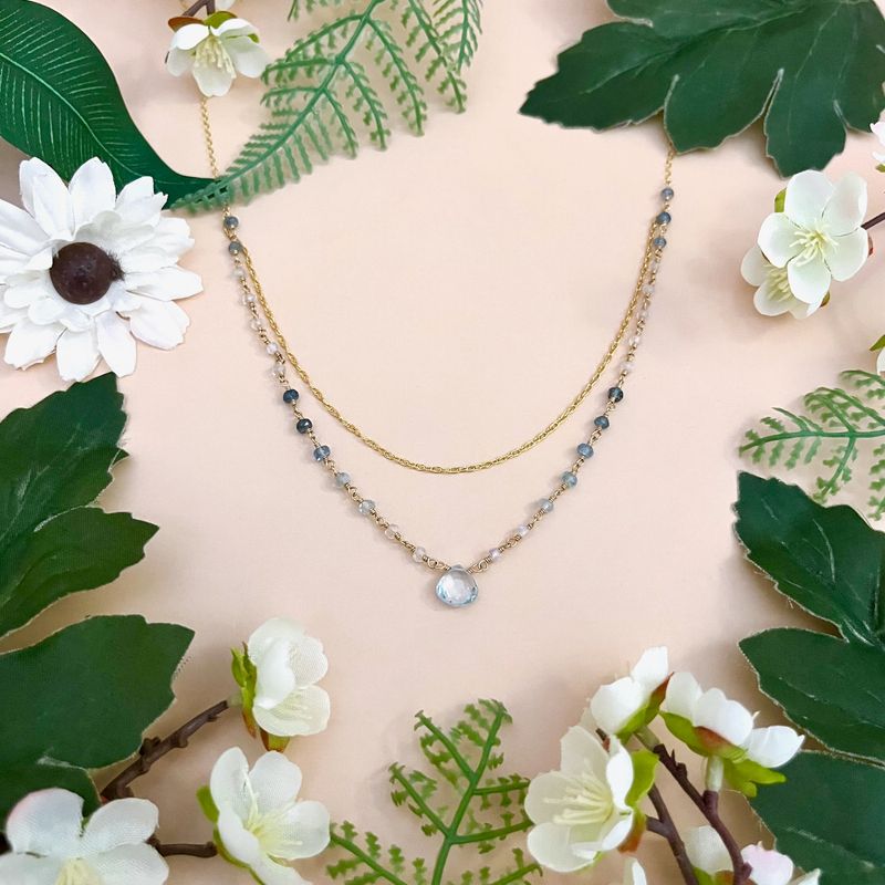 Crater Lake - Double Blue Necklace, 16" + 2" GF