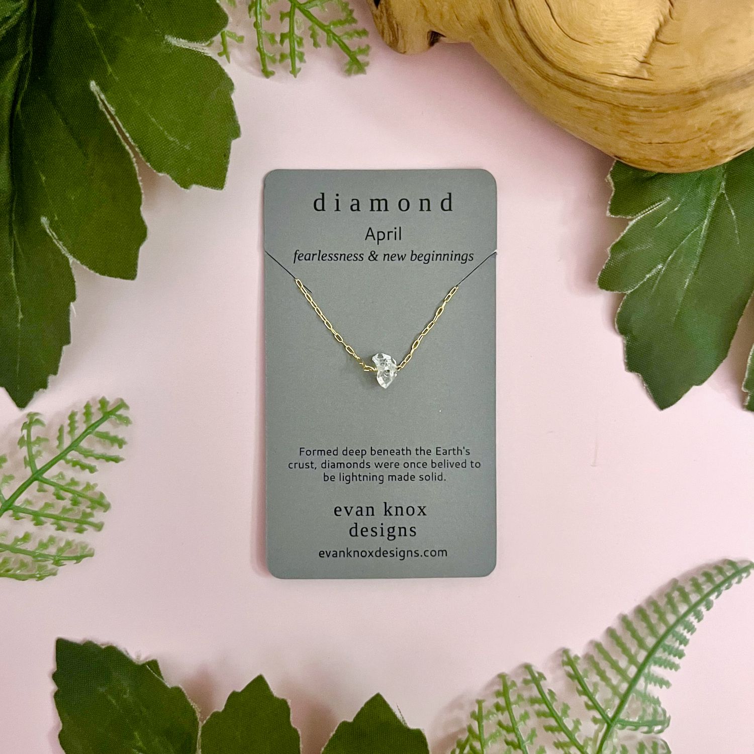 Handmade Gold Fill Necklace with Herkimer Drop by Evan Knox