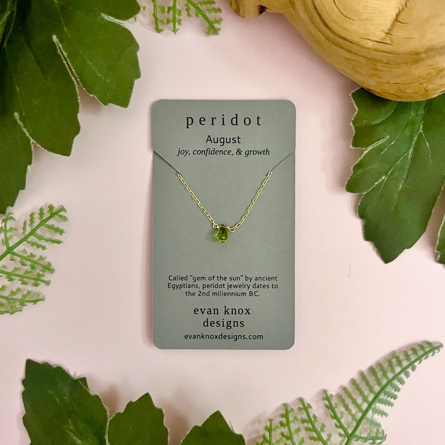 Handmade Gold Fill Necklace with Peridot Drop by Evan Knox