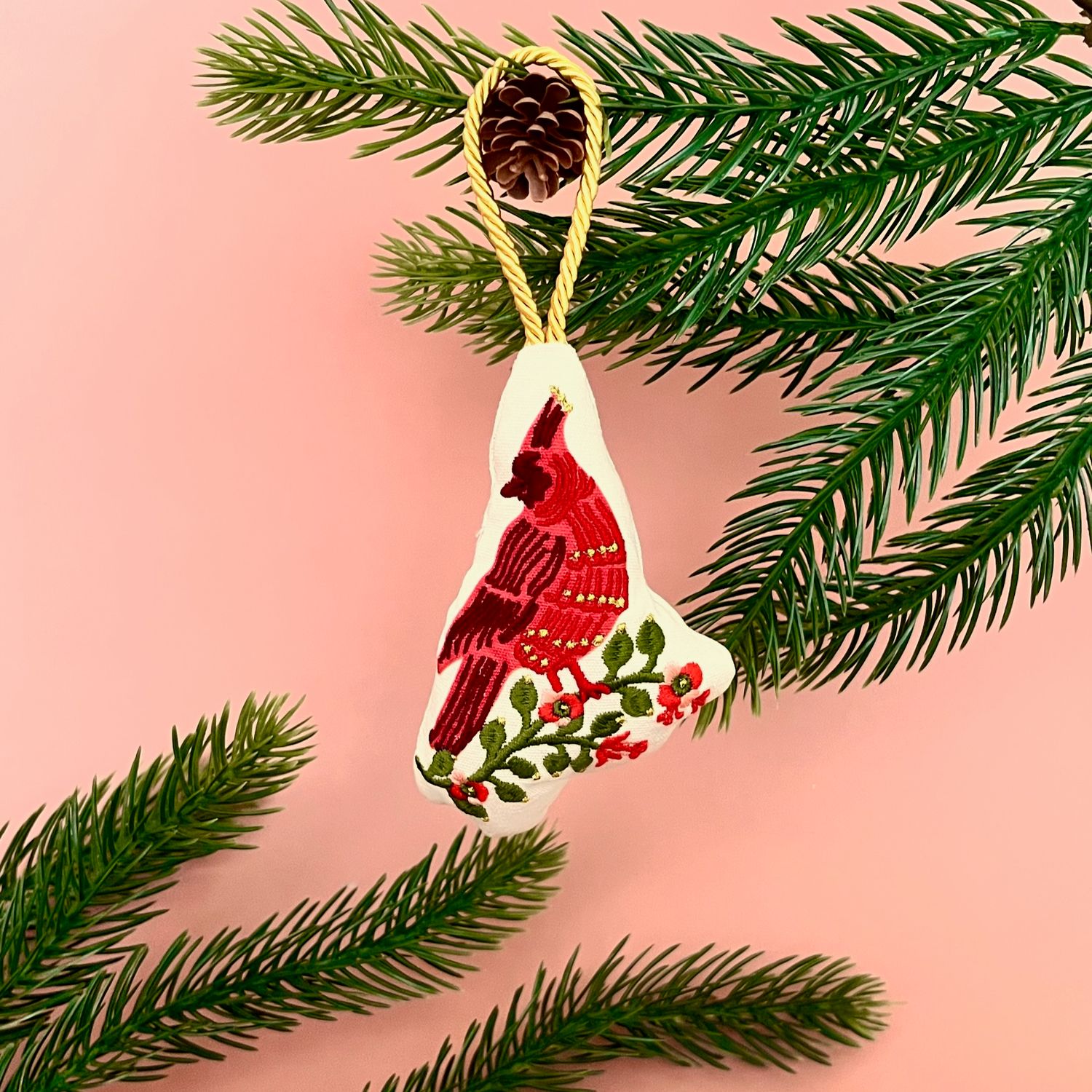 Cardinals Embroidered Ornament