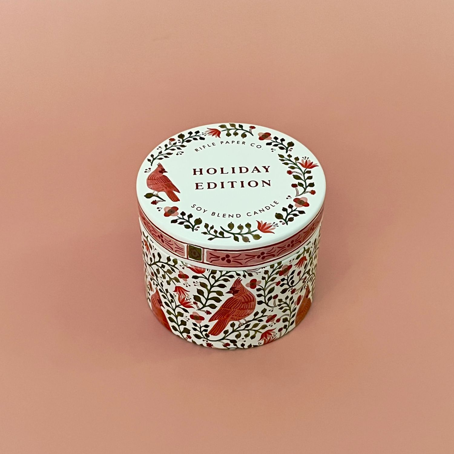 Rifle Paper Cardinals Holiday Candle 3oz Travel Tin