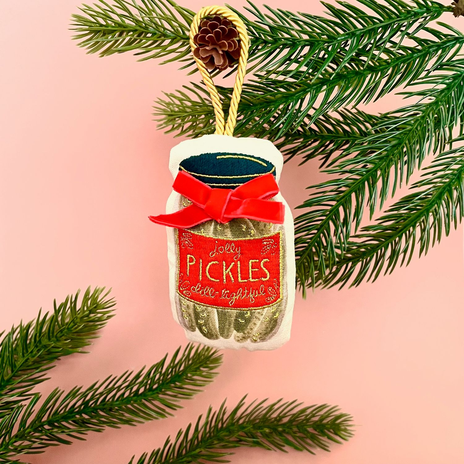 Pickle Jar Embroidered Ornament