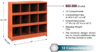(022-020) Empty 12 Compartment Bolt Bin