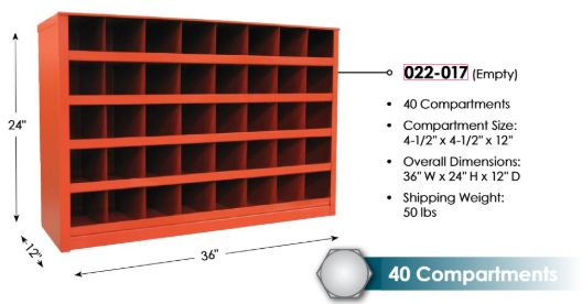 (022-017) Empty 40 Compartment Bolt Bin