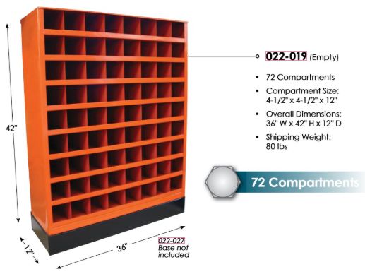 (022-019) Empty 72 Compartment Bolt Bin