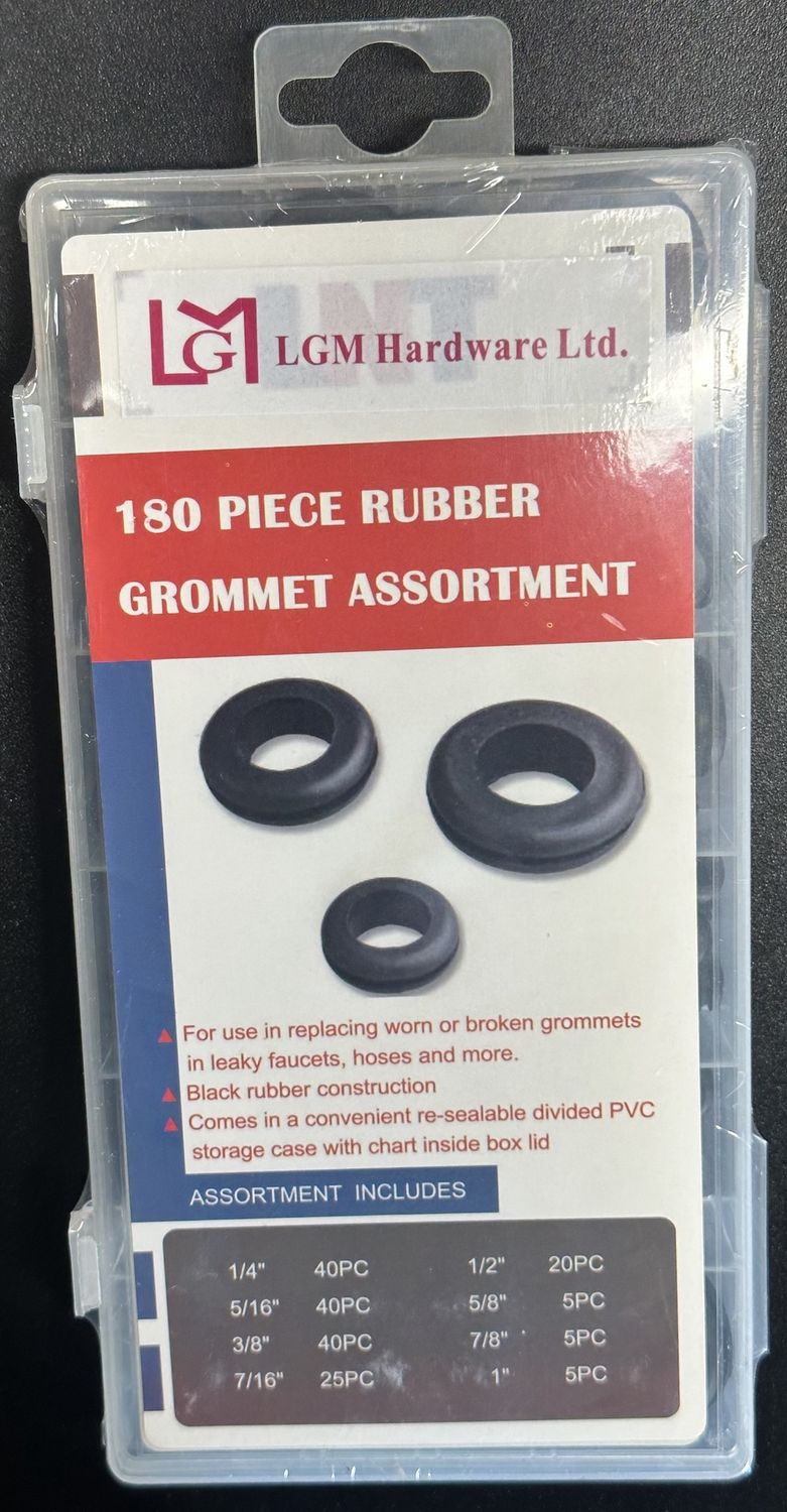 180 PC Rubber Grommet Assortment PVC