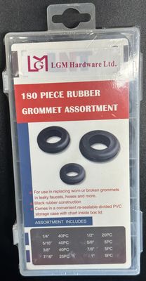 180 PC Rubber Grommet Assortment PVC