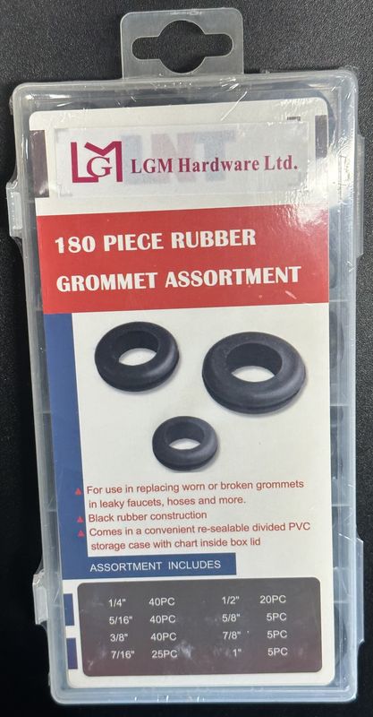 180 PC Rubber Grommet Assortment PVC