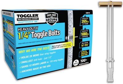 Toggler Drywall Toggle Anchor, Zinc-Plated Steel Channel Anchor Bolt