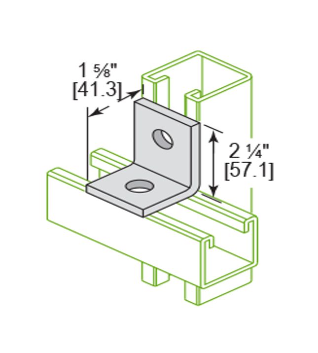 2 Holes 90 Degree Cross Corner Angle (1-5/8”x2-1/4”)