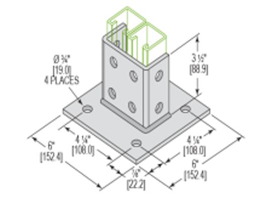Post Base Double Square (4 Holes Standard 3-1/2”)