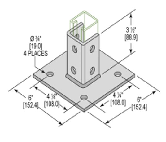 Post Base Single Square (4 Holes Standard 3-1/2”)