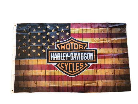 Harley Davidson on Worn Look American Flag