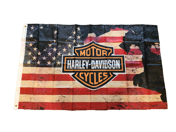 Harley Davidson on American Flag with Paint