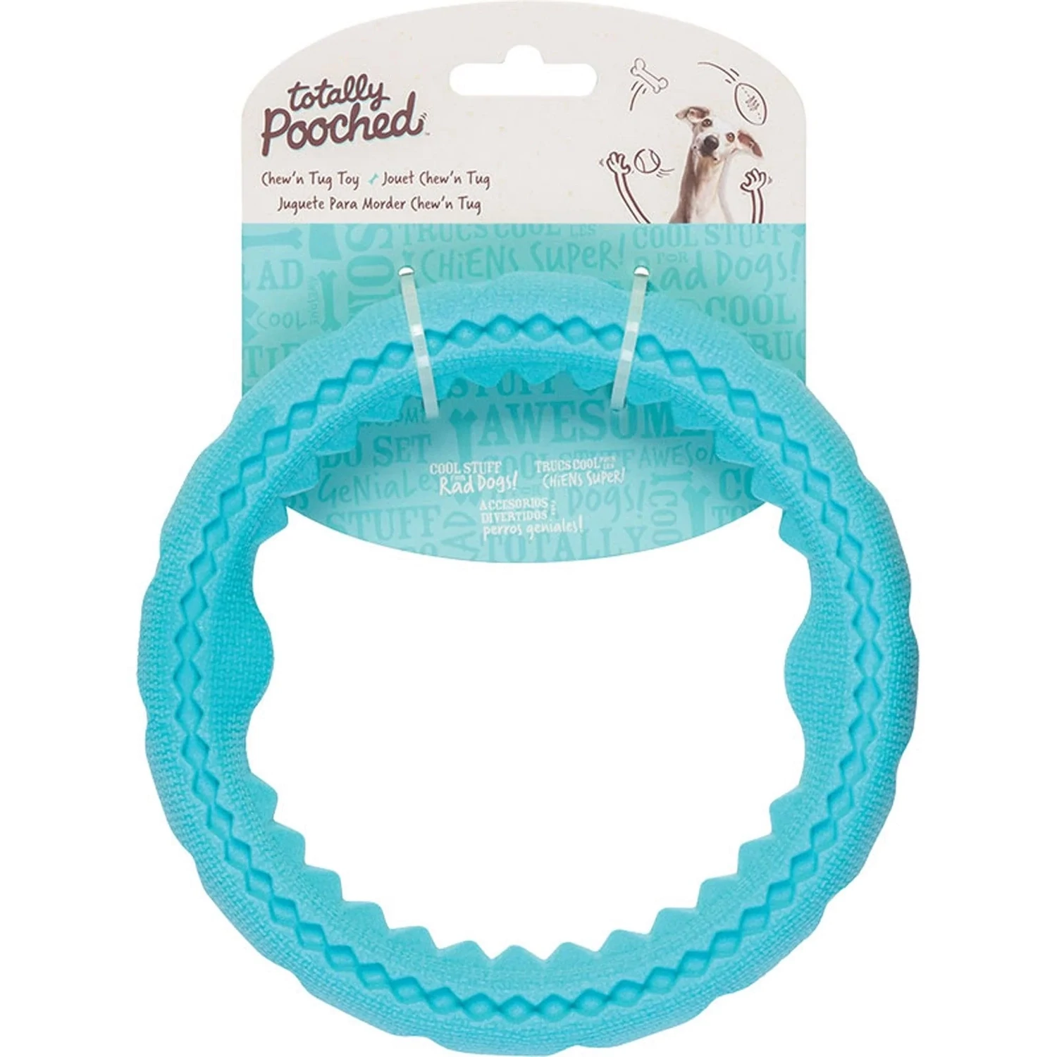 Totally Pooched Chew n' Tug Rubber Ring 6.5'" Teal