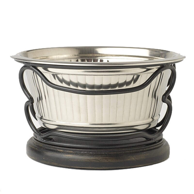 Petrageous Samoa Fluted Bowl With Wood Stand 1 Quart