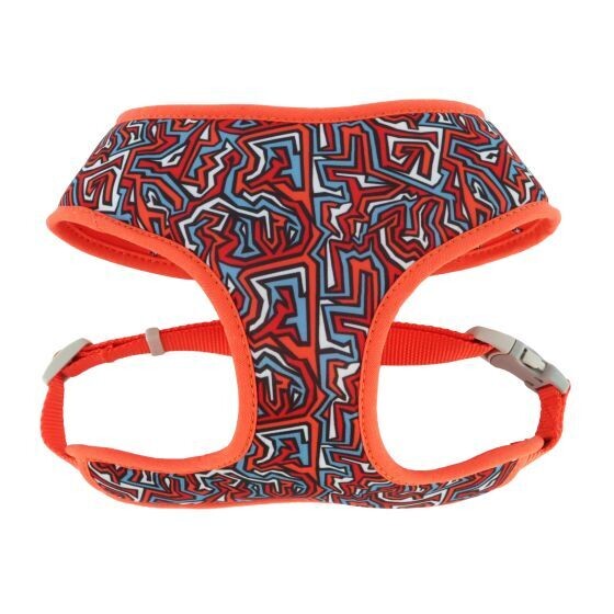 Sublime Adjustable Reversible Harness Small Red Blue Graffiti Dog