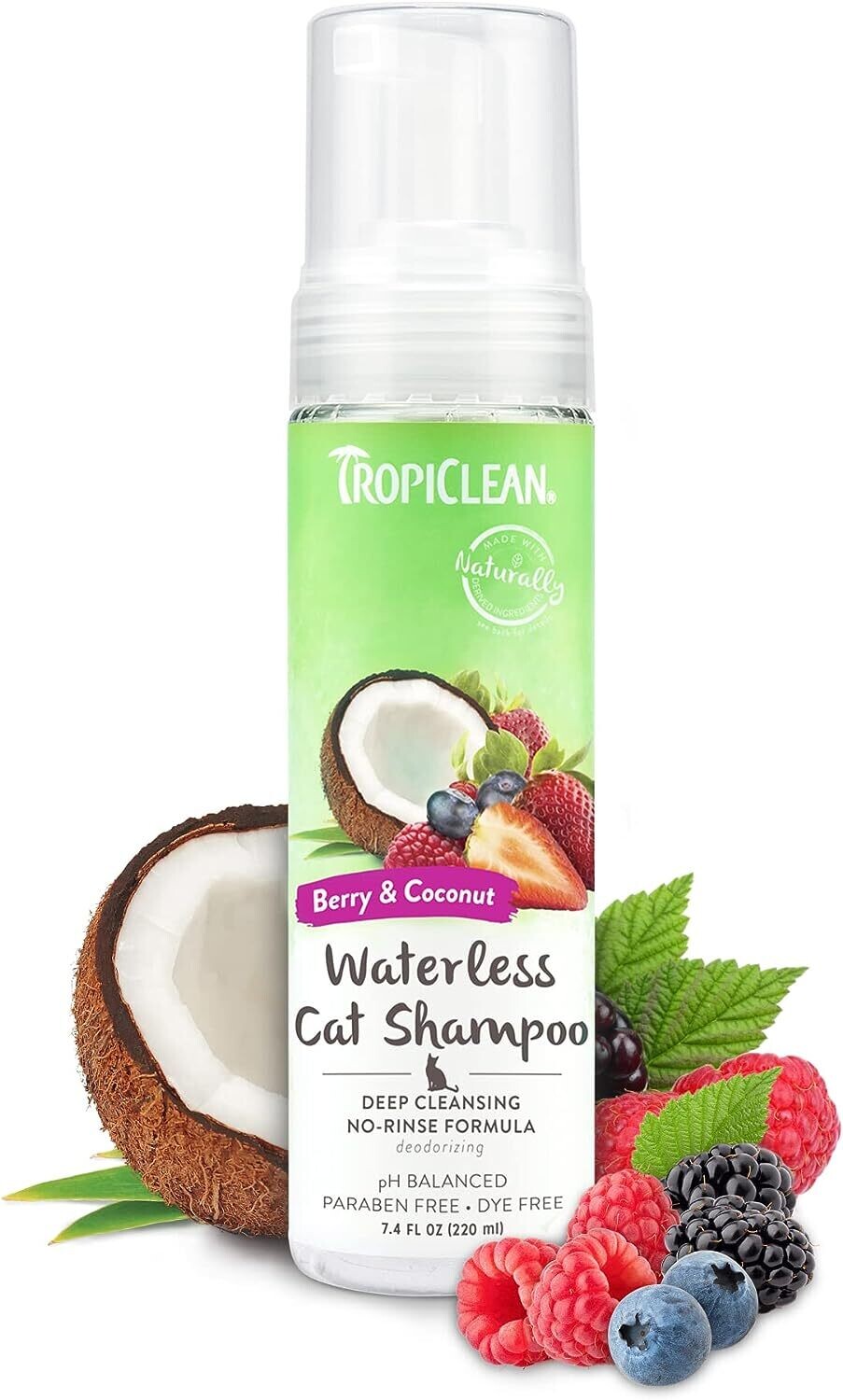 TropiClean Waterless Cat Shampoo Berry & Coconut 220ml