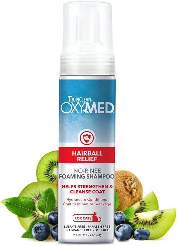 TropiClean Oxymed No-Rinse Hairball Relief Cat Foaming Shampoo