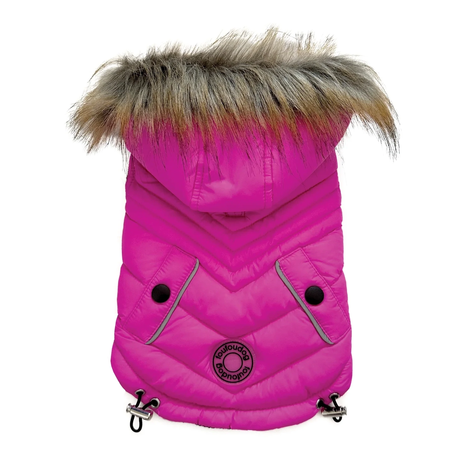 Foufoubrands Neon Fouski Pink Dog Coat Large