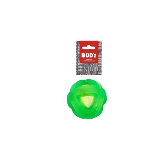 Bud'z Rubber Dog Toy With Inserted Tennis Ball Green