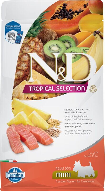 N&D Tropical Fruit, Salmon, Spelt Adult Mini Dog Food 3.3lb