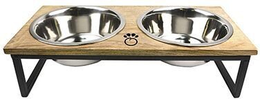Gf Pet Wood & Metal Feeder Natural Small Dog
