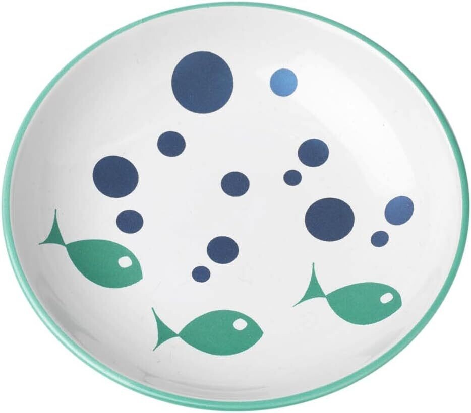 Petrageous Bubble Fish Saucer White & Turquoise Cat