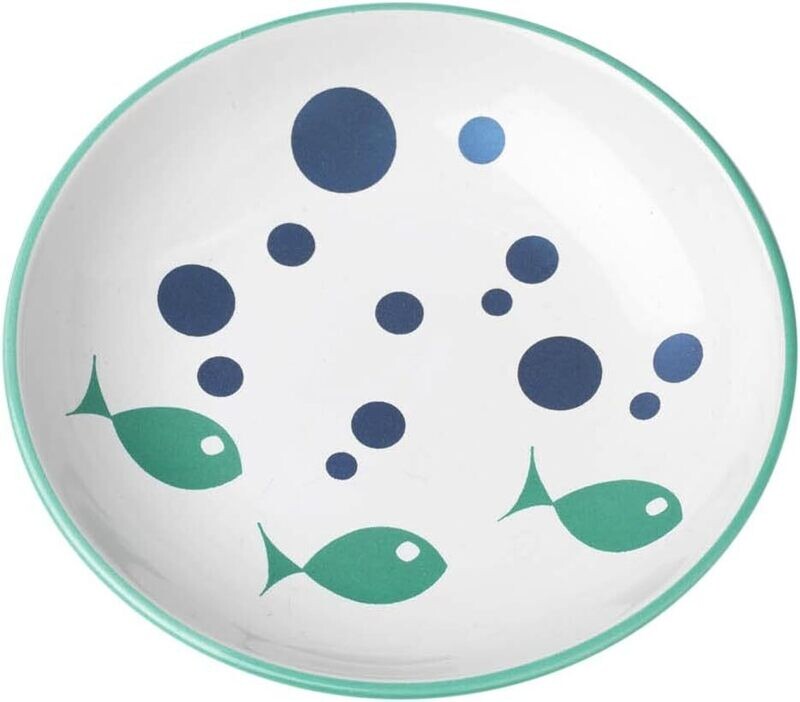 Petrageous Bubble Fish Saucer White & Turquoise Cat