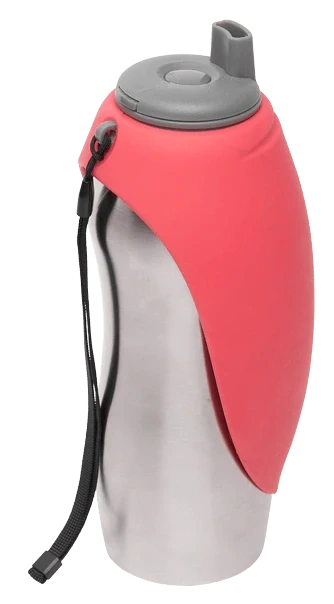 Messy Mutts Travel Water Bottle & Bowl Red