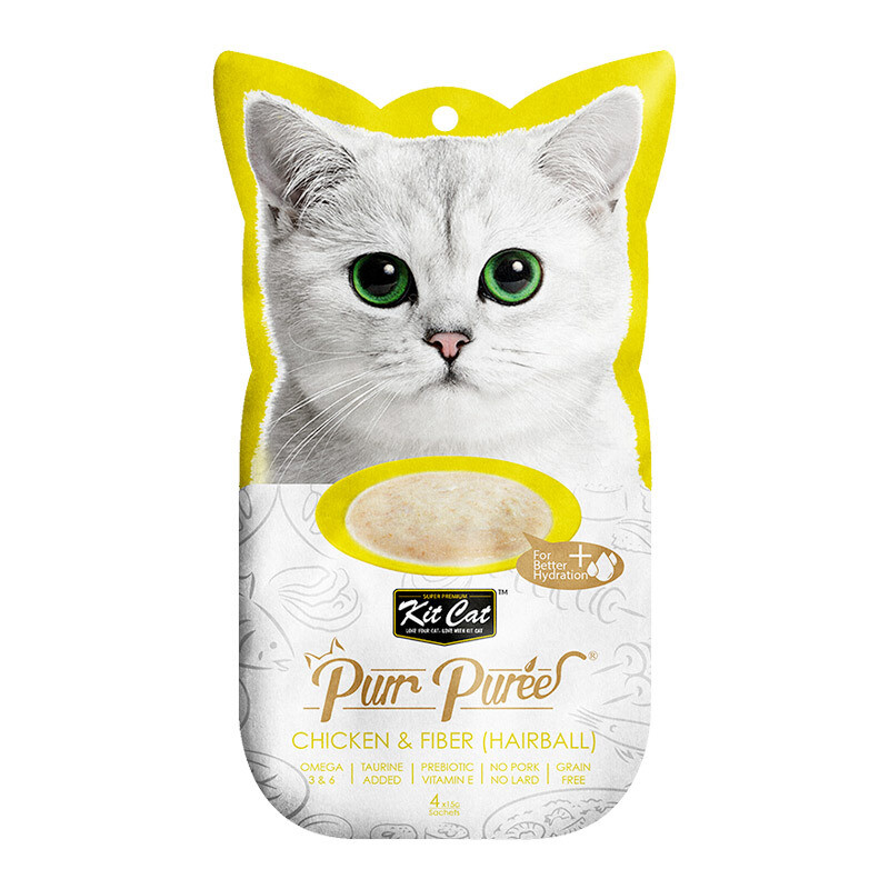 Kit Cat Purees Chicken & Fiber Hairball Cat Treat
