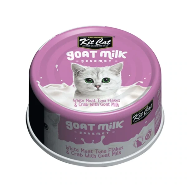Kit Cat White Meat Tuna Flakes & Crab With Goat Milk Cat Wet Food 70g