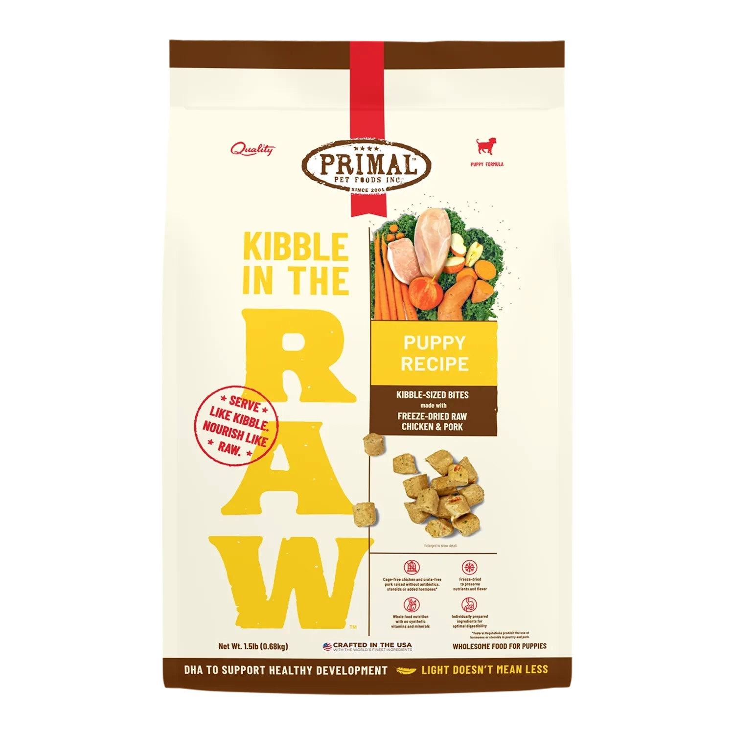 Primal Kibble In The Raw Puppy Chicken & Pork Recipe Dog 1.5lb