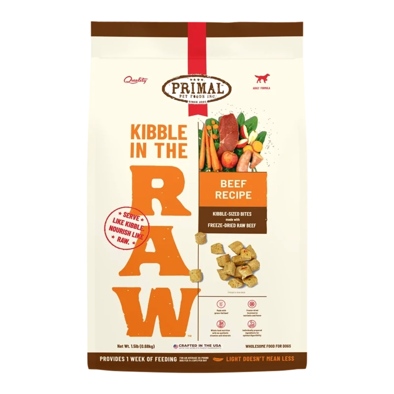 Primal Kibble In The Raw Beef Recipe Dog 1.5lb